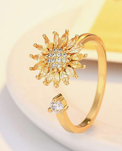 ANILLO  AJUSTABLE GIRATORIO GIRASOL DORADO